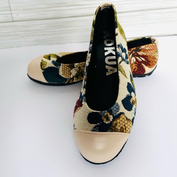 Kokua Shoes - Kokua Women's‎ Floral Ballet Flats - Multicolor Cap Toe Size 35 EU